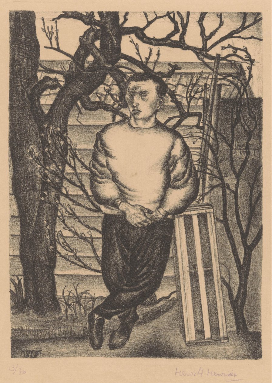 Homem de pé ao lado de uma árvore de Henk Henriët