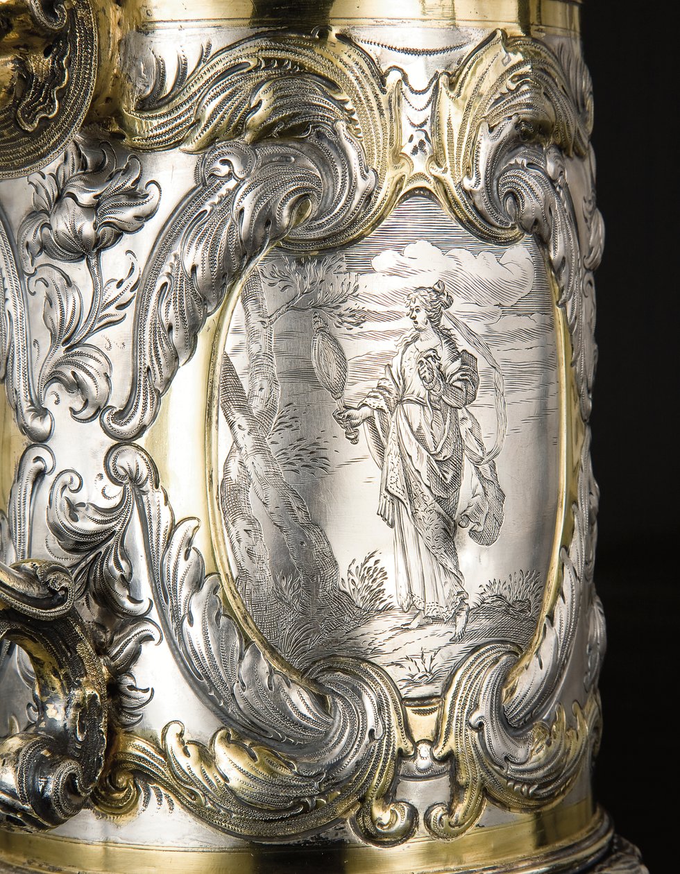 Detalhe de uma caneca, Danzig, c.1670 (pacote prata dourada) (ver também 469708 e 469710) de Hennick (attr. to) Probst