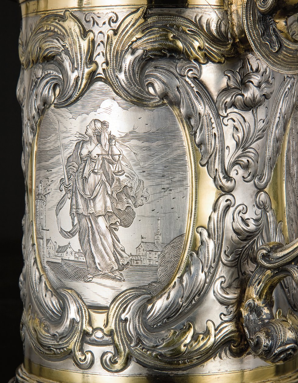 Detalhe de uma caneca, Danzig, c.1670 (pacote prata dourada) (ver também 469708 e 469710) de Hennick (attr. to) Probst
