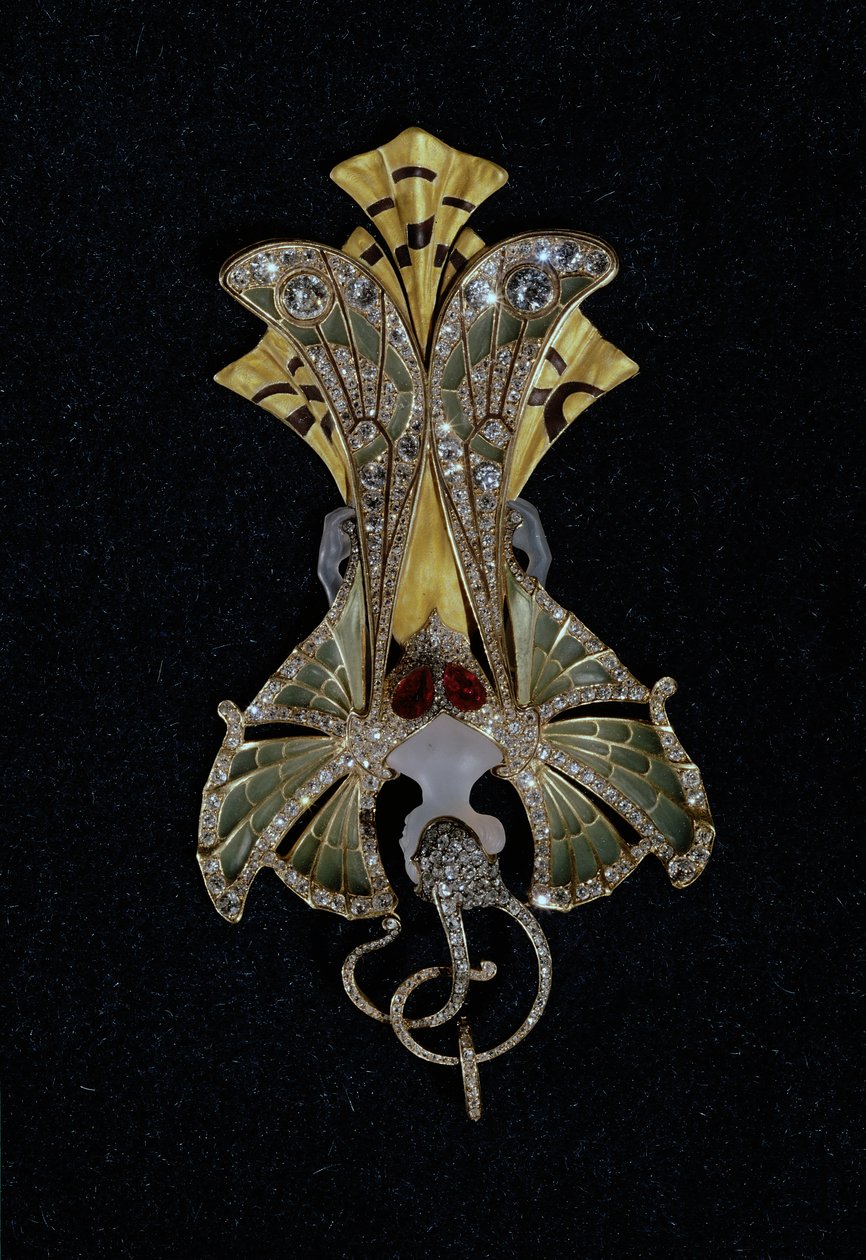 Art Nouveau pingente intitulado "Sylvia", 1900 (ouro, esmalte e pedras preciosas) de Henri and Paul Vever