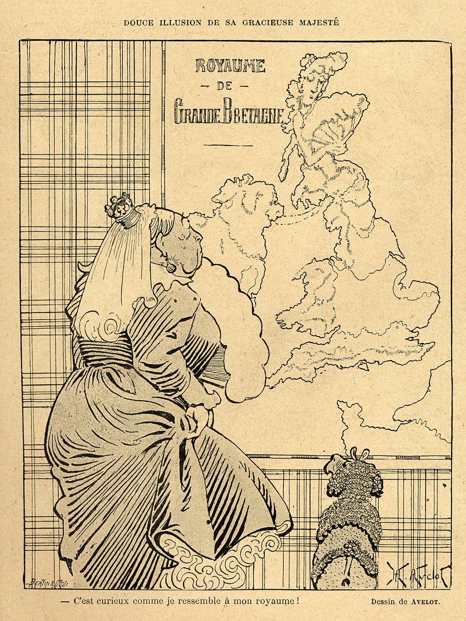 Desenho da Rainha Vitória, de &39;Le Rire&39;, 22 de abril de 1899 de Henri Avelot