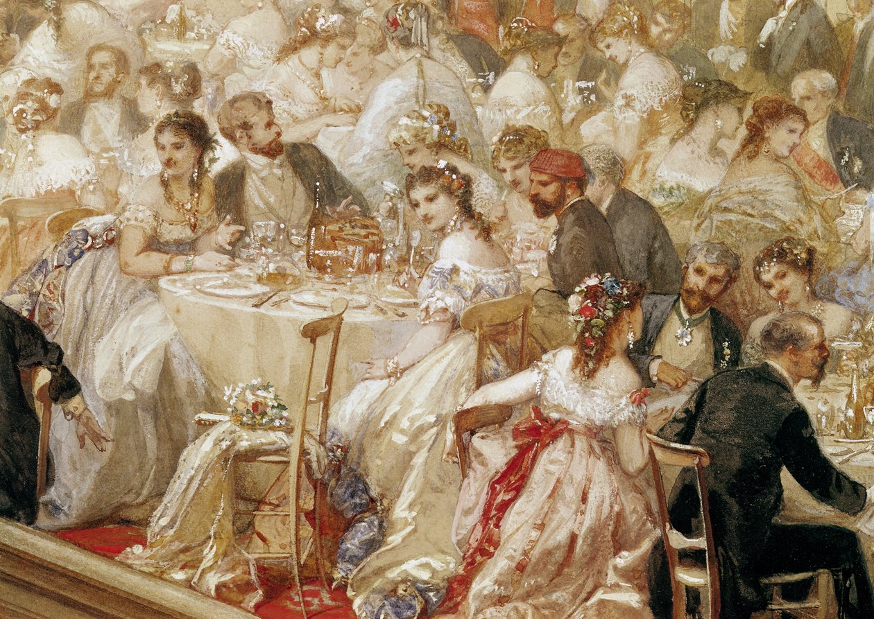 Jantar no Tuileries, 1867 (detalhe de 182992) de Henri Baron