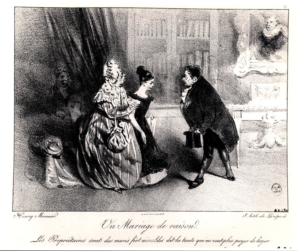 Um casamento de conveniência, c. 1840 de Henri Bonaventure Monnier