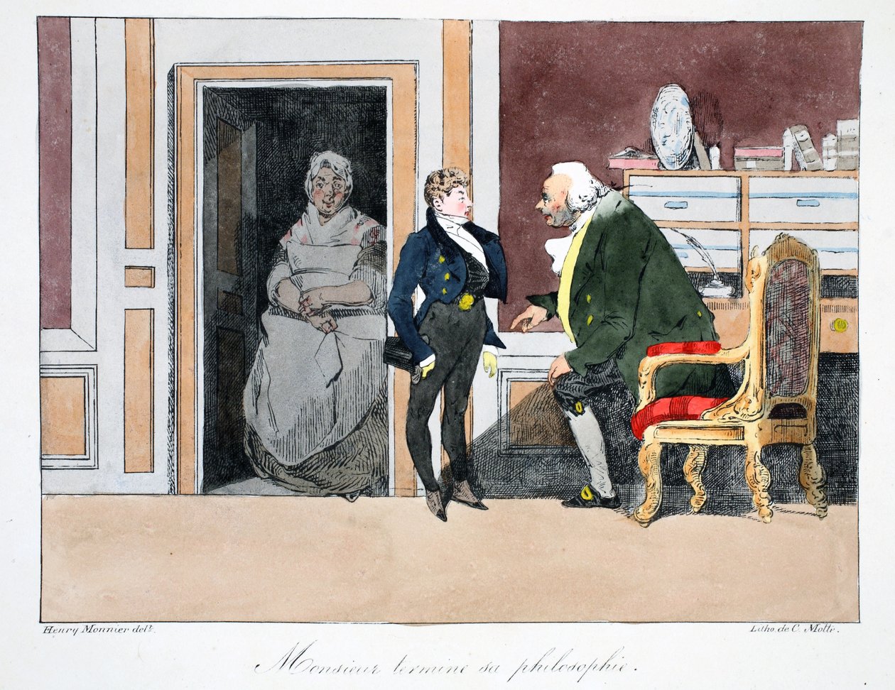 Ilustração, c.1828 (litho colorido à mão) de Henri Bonaventure Monnier