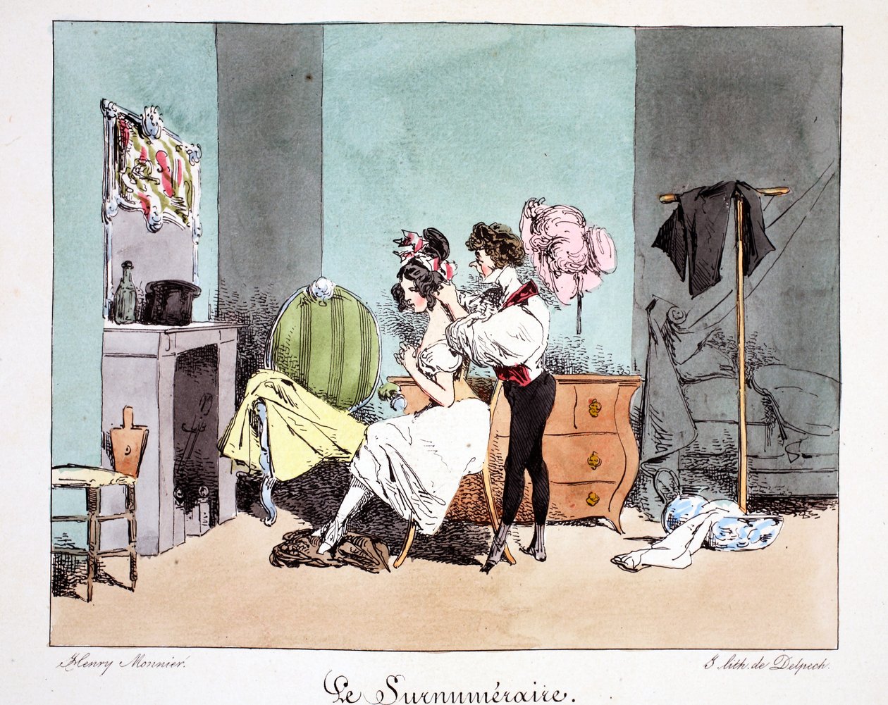 Le Surnumeraire, c.1828 (litho colorido à mão) de Henri Bonaventure Monnier