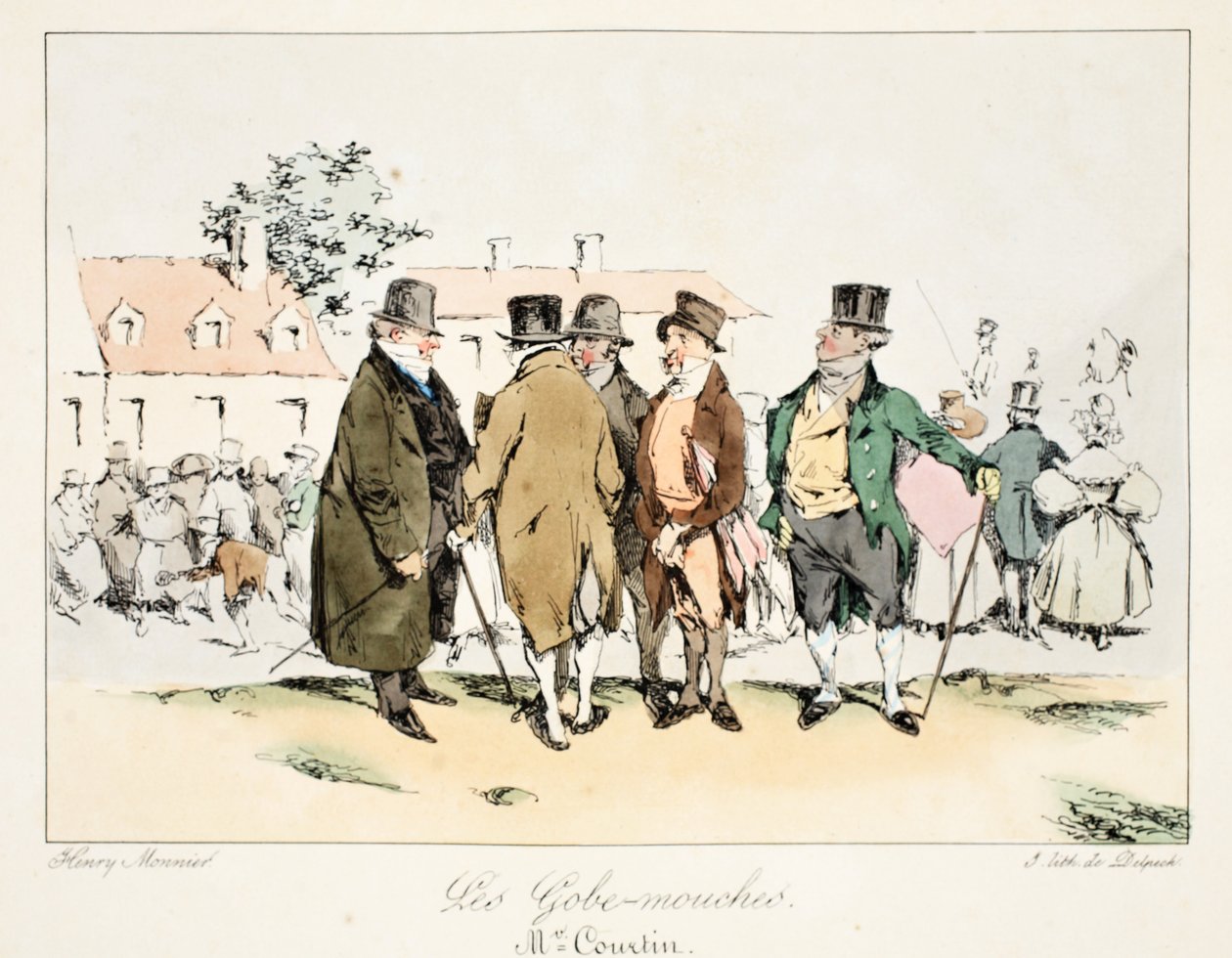 O Flycatcher, c.1828 (litho colorido à mão) de Henri Bonaventure Monnier