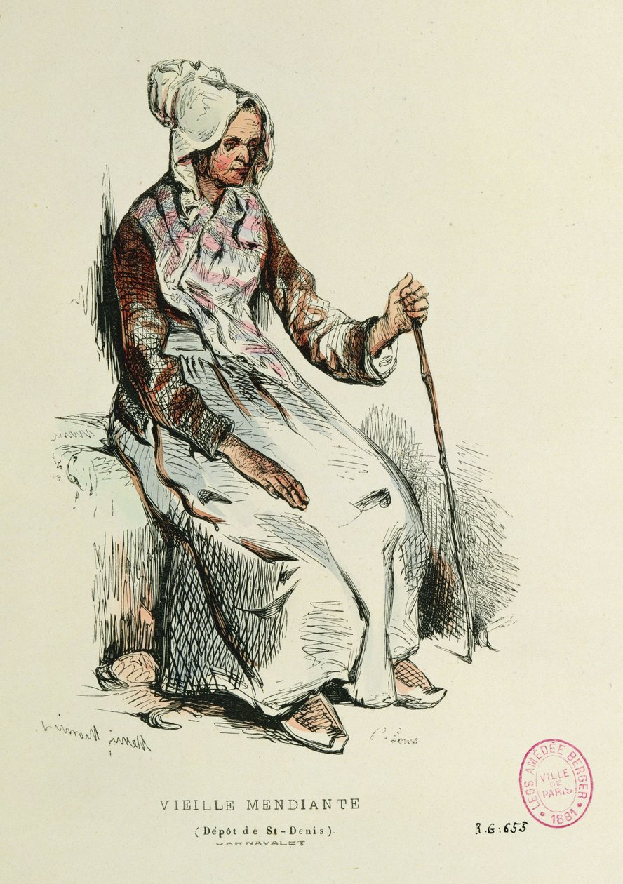 Velha mendiga de Henri Bonaventure Monnier