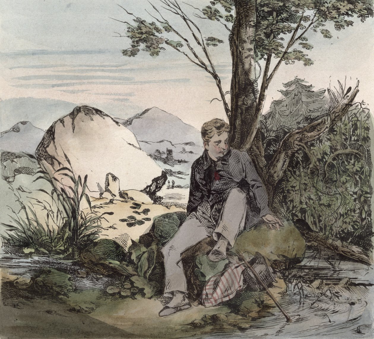 O exílio, ilustração de um poema de Pierre Jean de Beranger (1780-c.1857) gravado por Bernard de Henri Bonaventure Monnier