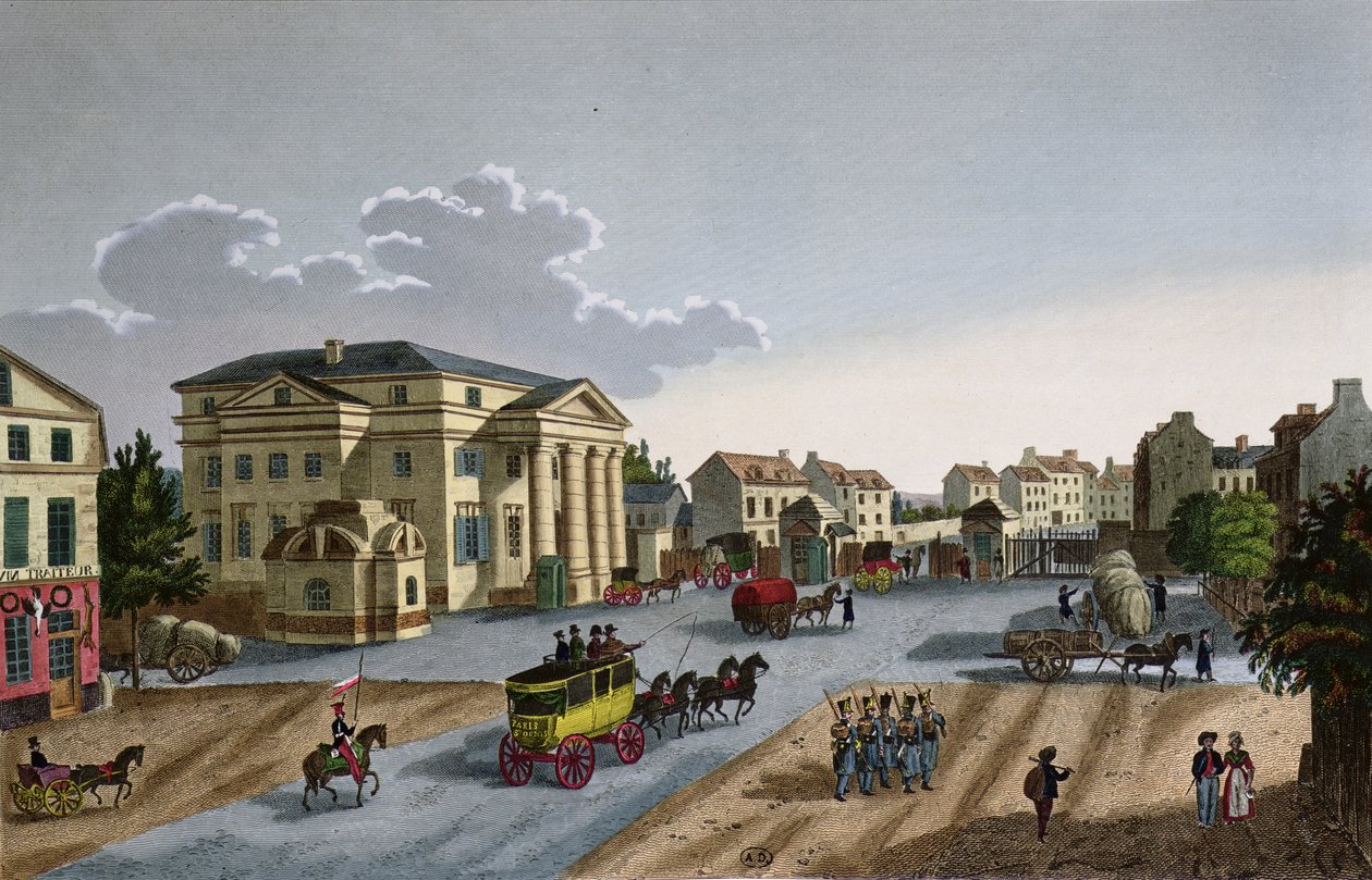 O Barriere Saint Denis, c.1815-20 (gravura a cores) de Henri Courvoisier Voisin