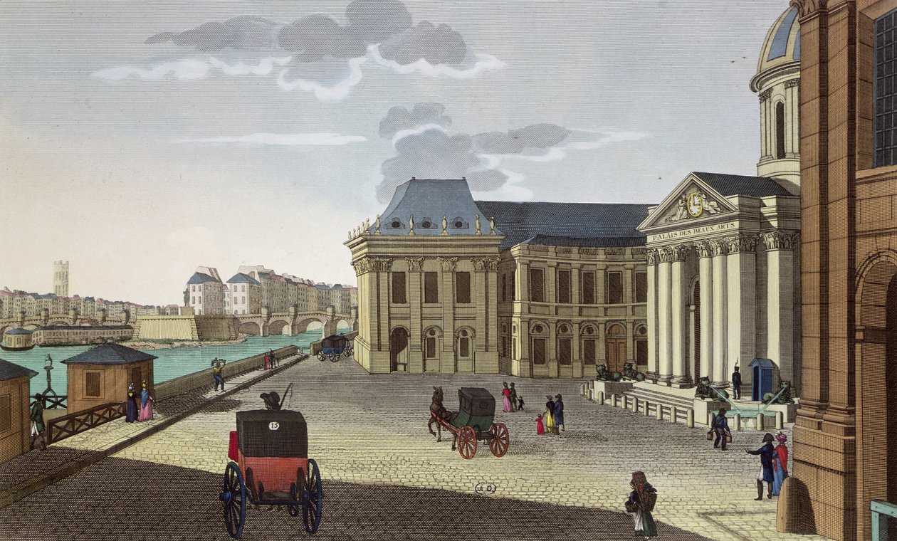 O Palácio de Belas Artes, c.1815-20 (gravura a cores) de Henri Courvoisier Voisin