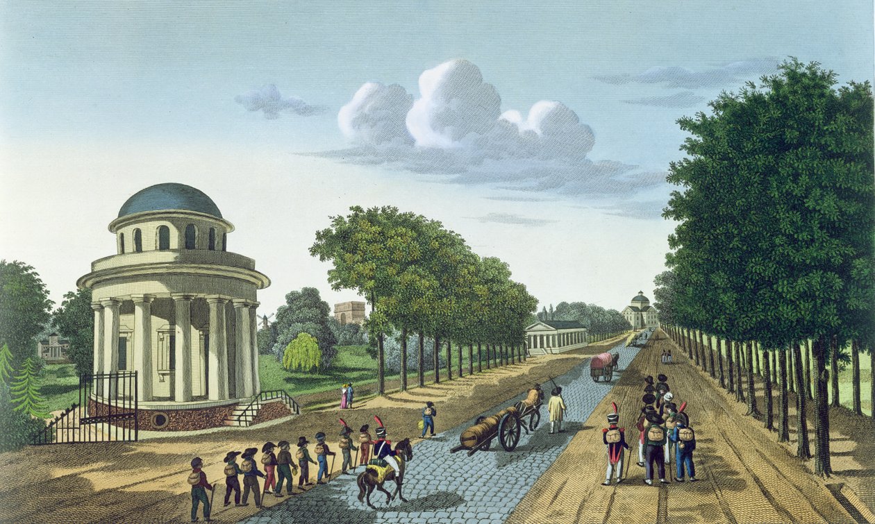 O Parc Monceaux, c.1815-20 (gravura a cores) de Henri Courvoisier Voisin