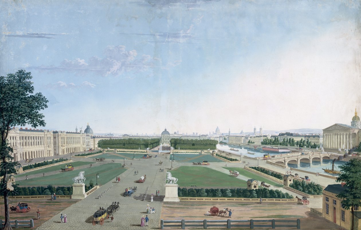Vista da Praça Luís XV e do Jardim das Tulherias, 1815-30 de Henri Courvoisier Voisin