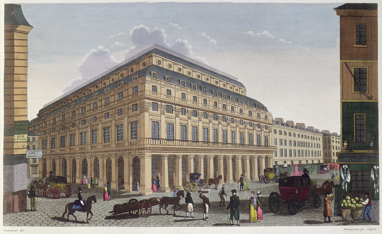 O Teatro Francês (Comedie Française) c.1815-20 (gravura a cores) de Henri Courvoisier Voisin