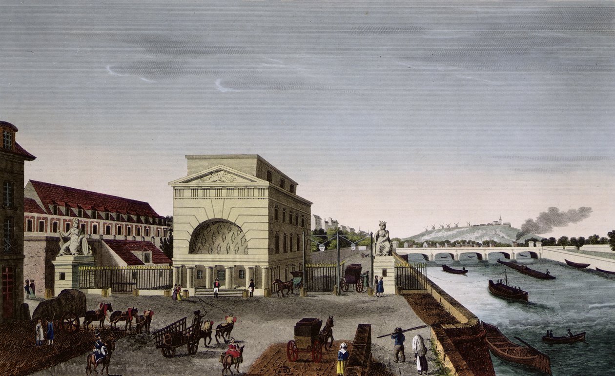 O Barriere de Passy, c.1815-20 (gravura a cores) de Henri Courvoisier Voisin