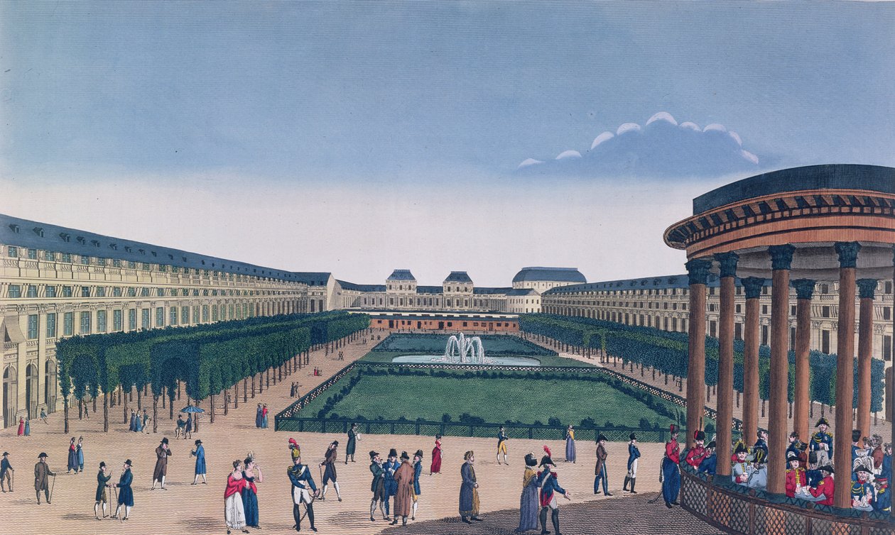 Vista dos jardins do Palais Royal, como visto da rotunda, gravado por Eugene Aubert, c.1820 de Henri Courvoisier Voisin