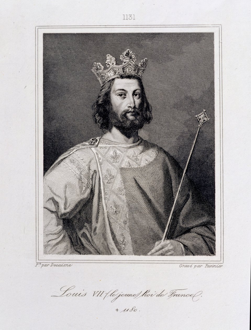 Luís VII, o &39;Jovem&39; rei da França (c.1120-80) gravado por Pannier de Henri Decaisne