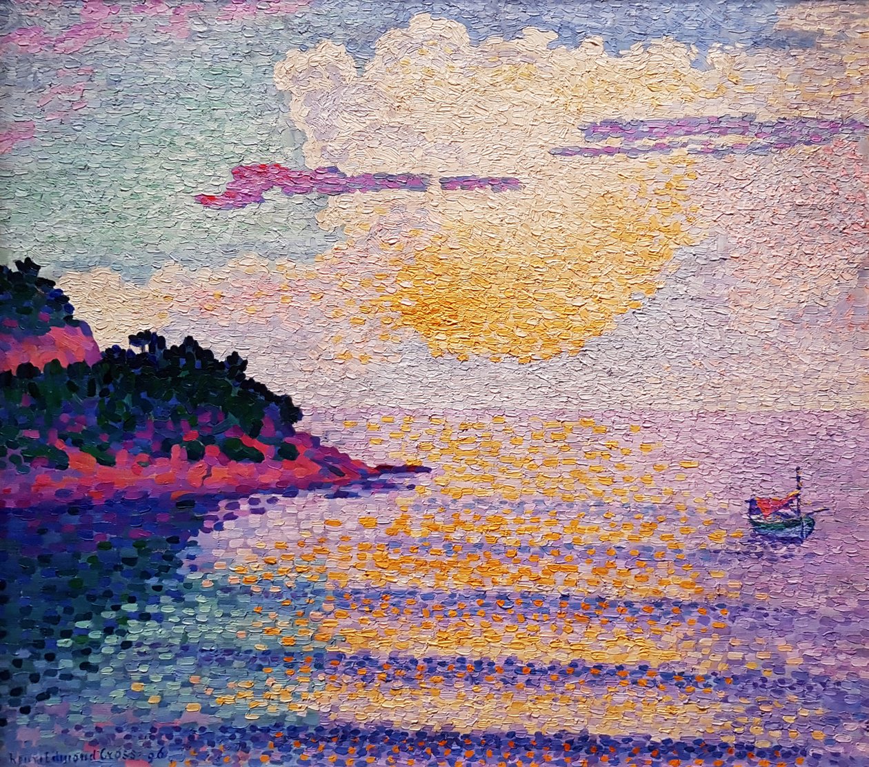 Pôr do sol sobre o mar de Henri Edmond Cross