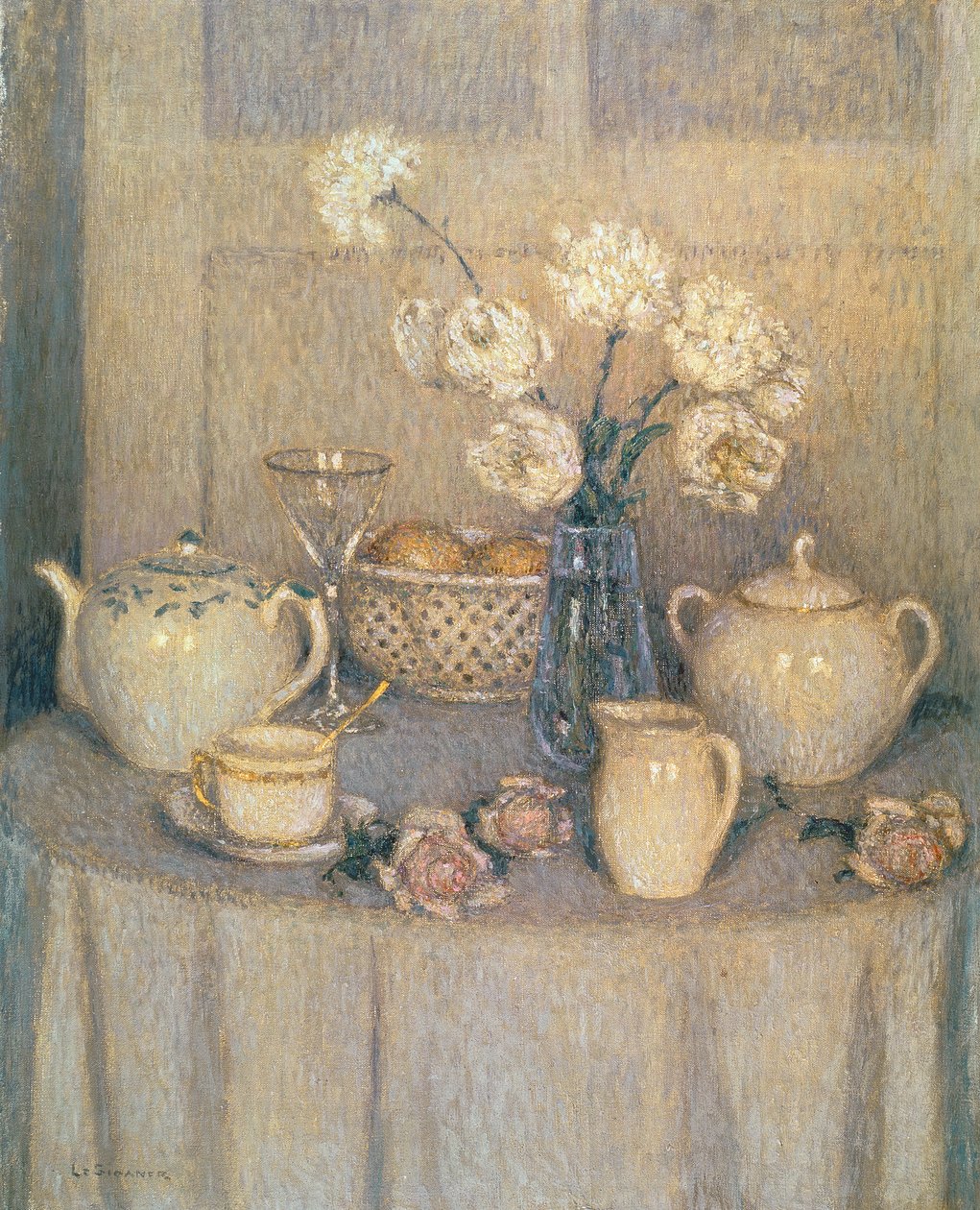 A mesa branca de Henri Eugene Augustin Le Sidaner