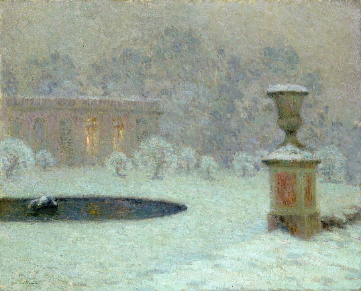 O Trianon Sob Neve, c.1905 de Henri Eugene Augustin Le Sidaner