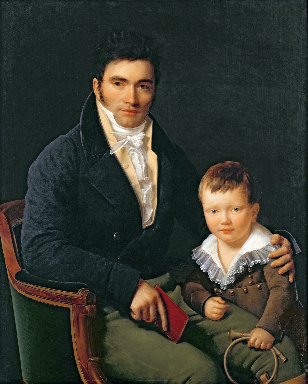 Retrato de um membro da família Barbet com seu filho de Henri Francois Riesener