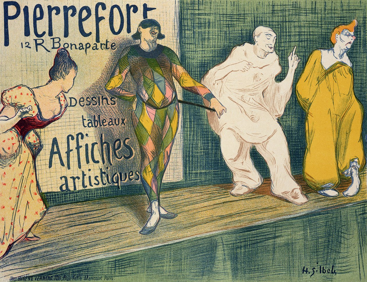 Reprodução de um cartaz publicitário "Pierrefort Artistic Posters", rue Bonaparte, 1897 de Henri Gabriel Ibels