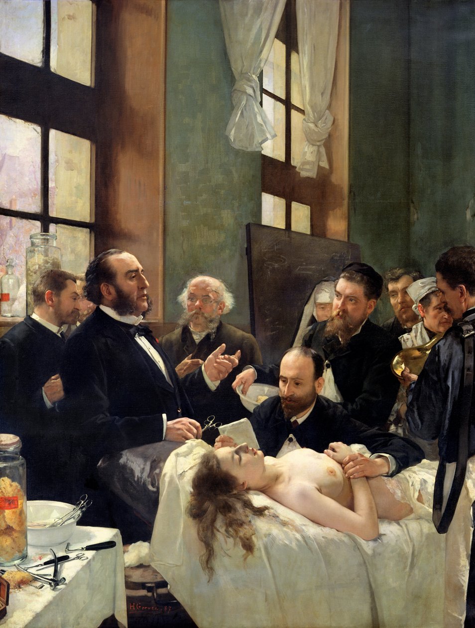 Antes da Operação, ou Doutor Pean ensinando no hospital de Saint-Louis, 1887 de Henri Gervex