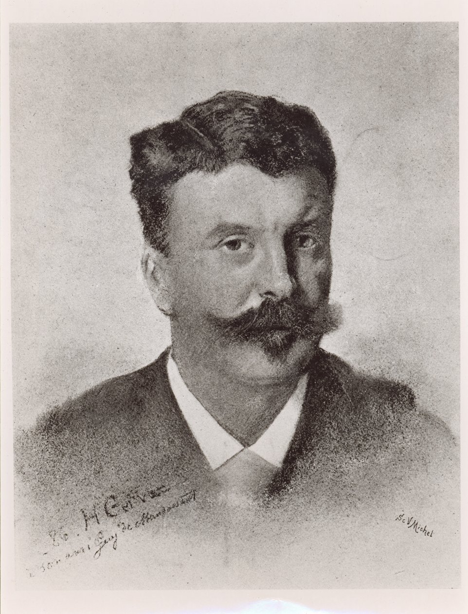 Guy de Maupassant (1850-93), gravado por Victor Augustin Michel (1828-91) de Henri Gervex