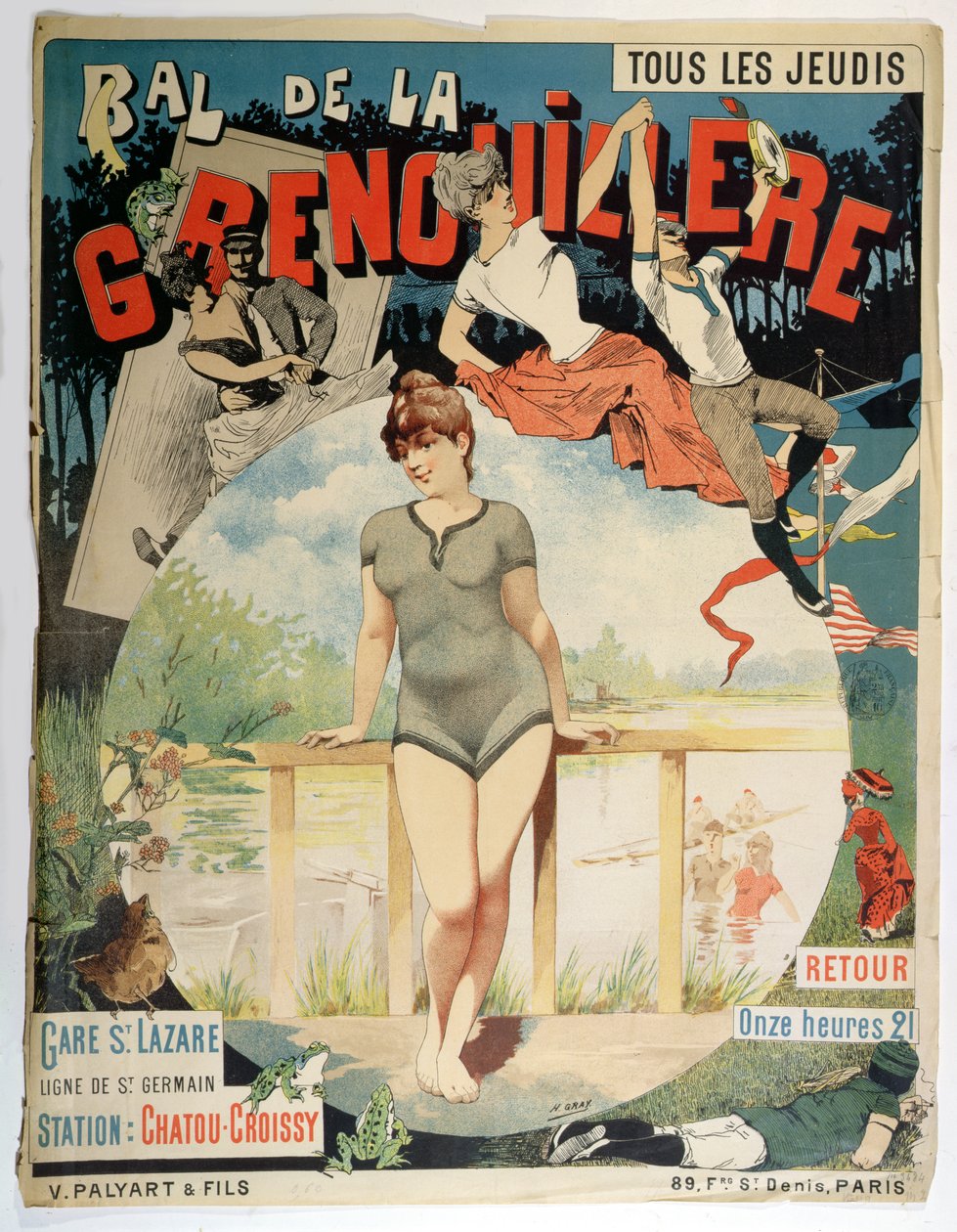 Cartaz publicitário &39;Bal de la Grenouillere&39; de Henri Gray