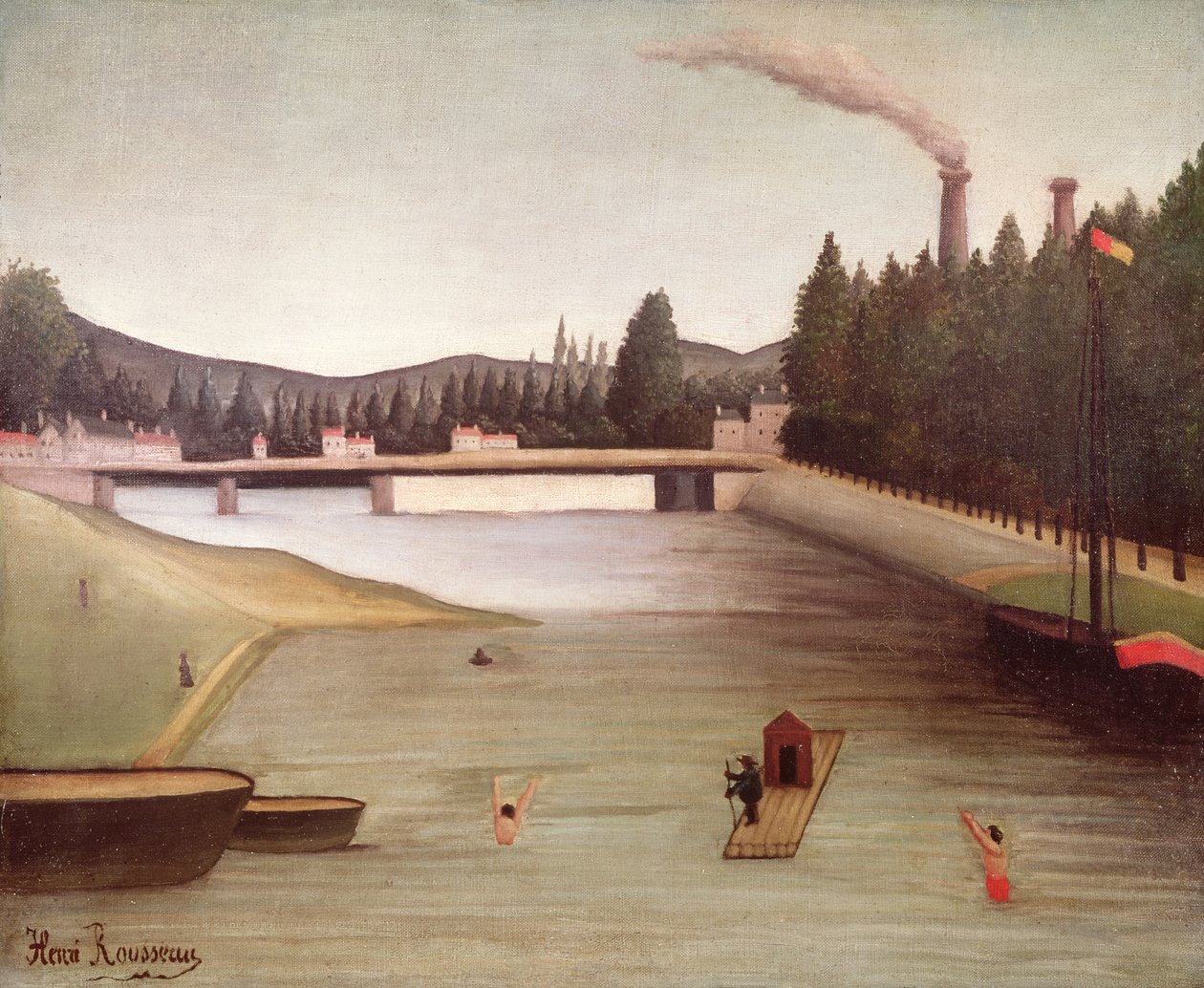 Tomar banho em Alfortville de Henri Rousseau