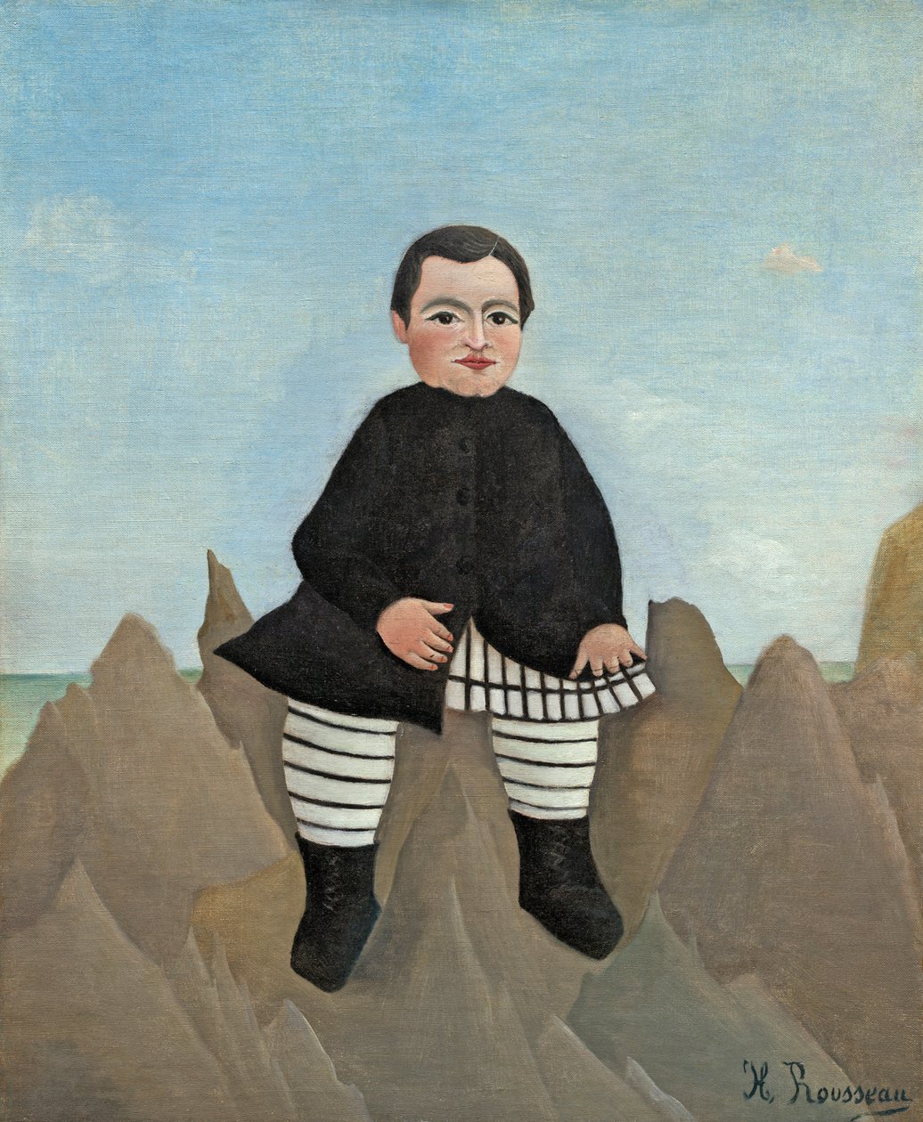 Boy on the Rocks, 1895-97 (óleo sobre linho) de Henri Rousseau