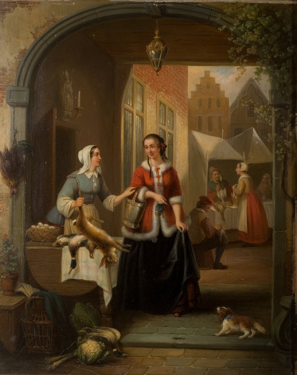Cena do mercado holandês de Henri Joseph Gommarus Carpentero