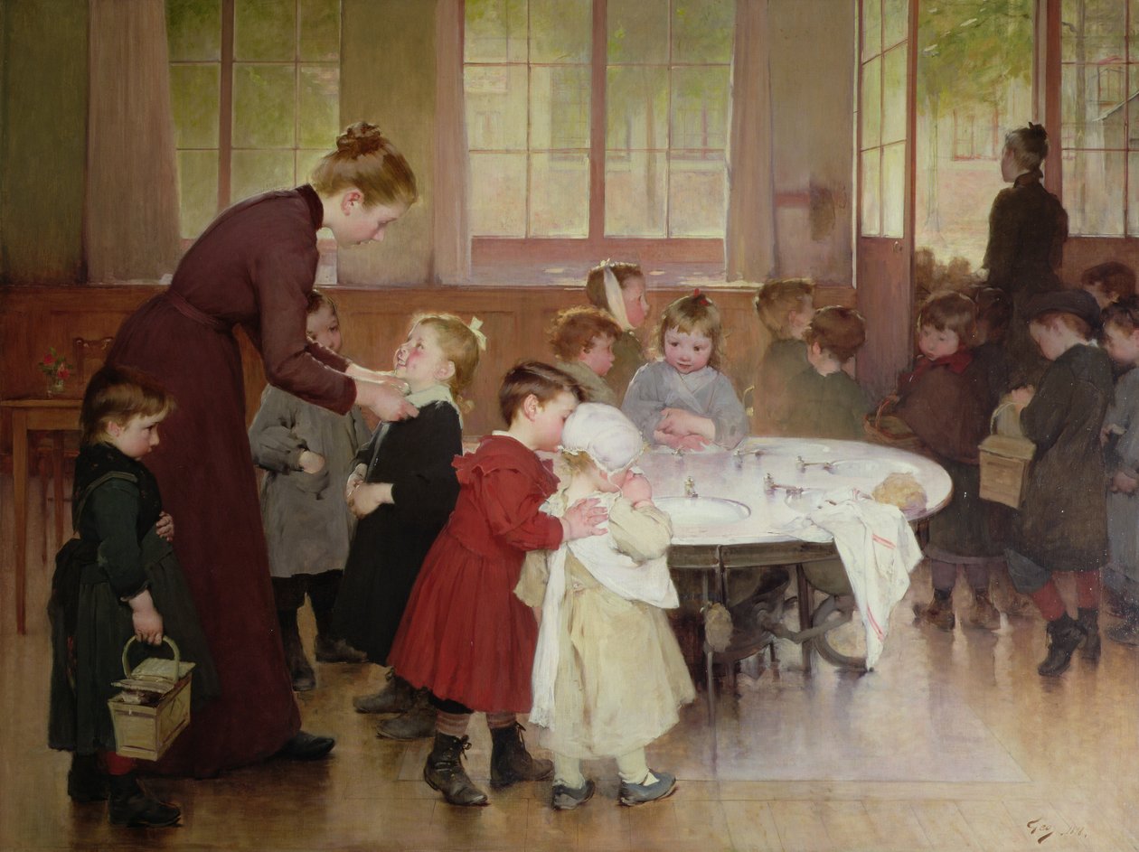 Escola maternal, 1898 (óleo) de Henri Jules Jean Geoffroy