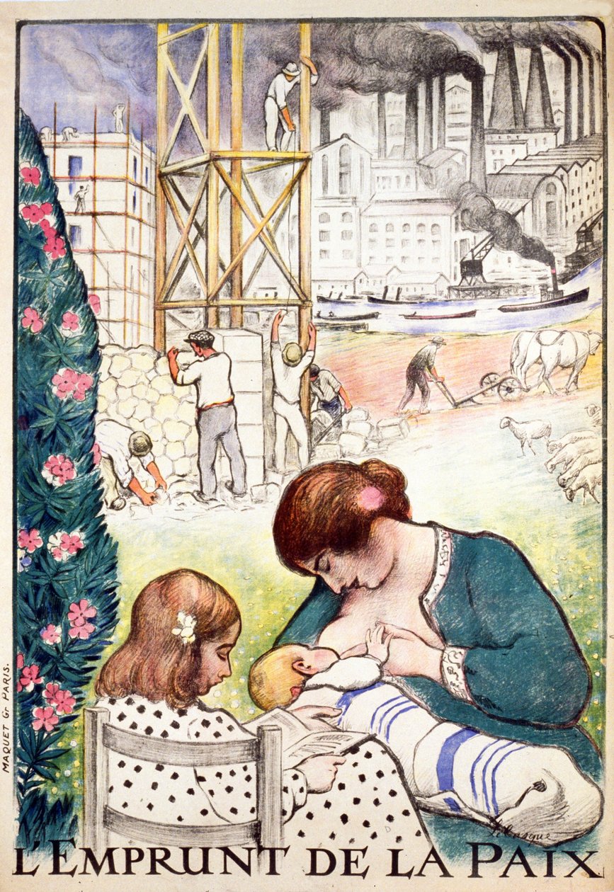 O pub empréstimo de paz. Paris c.1918 (litografia a cores) de Henri Lebasque