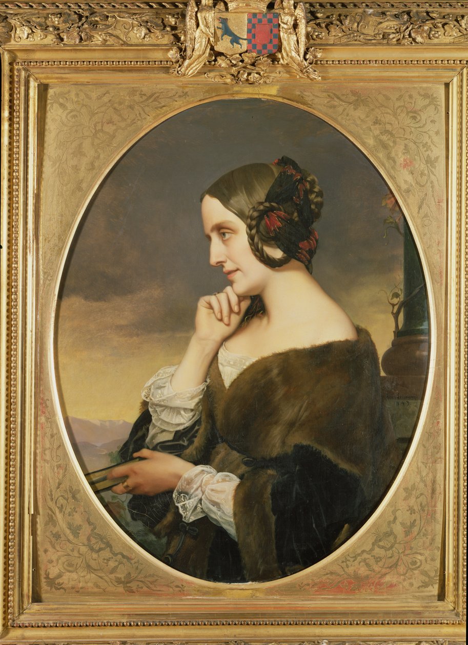 Retrato da Condessa Marie d&39;Agoult, 1843 de Henri Lehmann