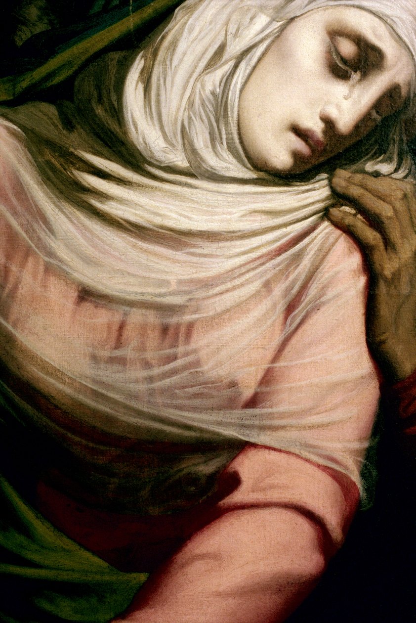 Virgem Maria no pé da cruz, 1847 (detalhe) (ver também 252682 e 252683) de Henri Lehmann