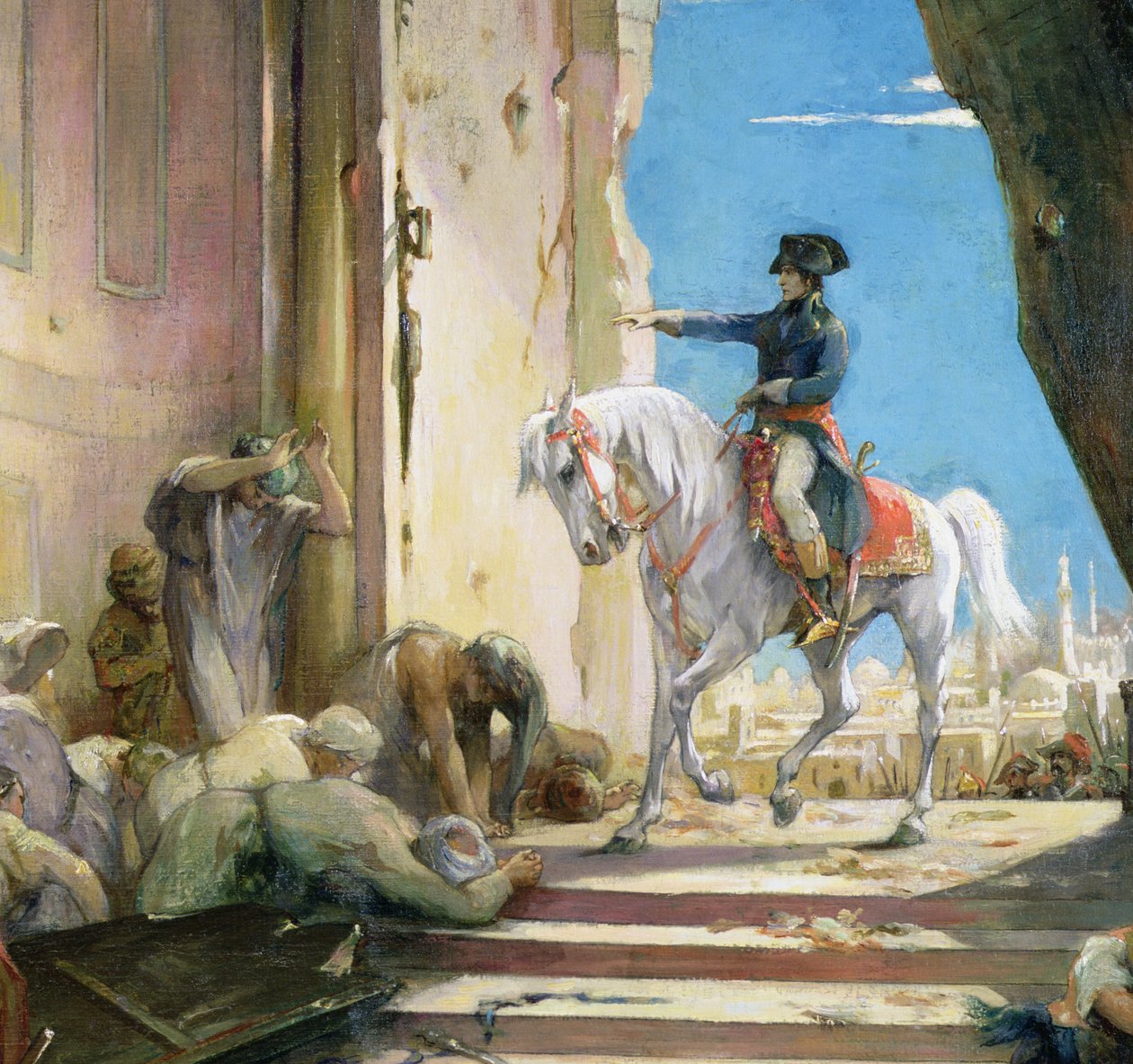 Napoleão Bonaparte (1769-1821) na Grande Mesquita no Cairo (detalhe de 26200) de Henri Leopold Levy