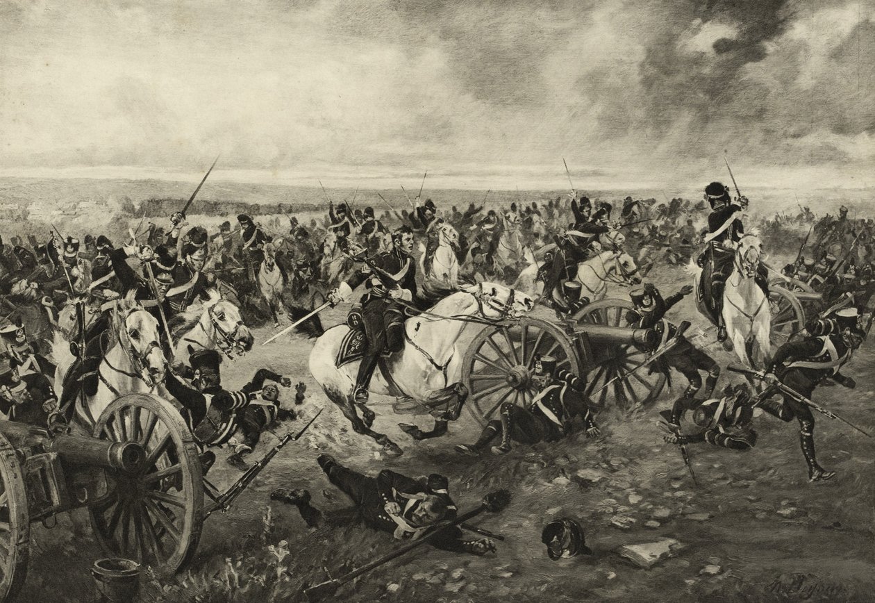 Os escoceses Grays em Waterloo, 18 de junho de 1815, c.1902 de Henri Louis Dupray