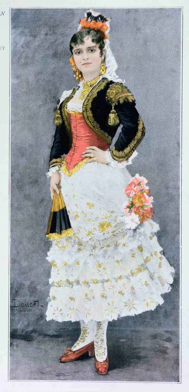 Celestine Galli-Marie (1840-1905) no papel de "Carmen" por Georges Bizet (1838-1875), 1884 (gravura a cores) de Henri Lucien Doucet