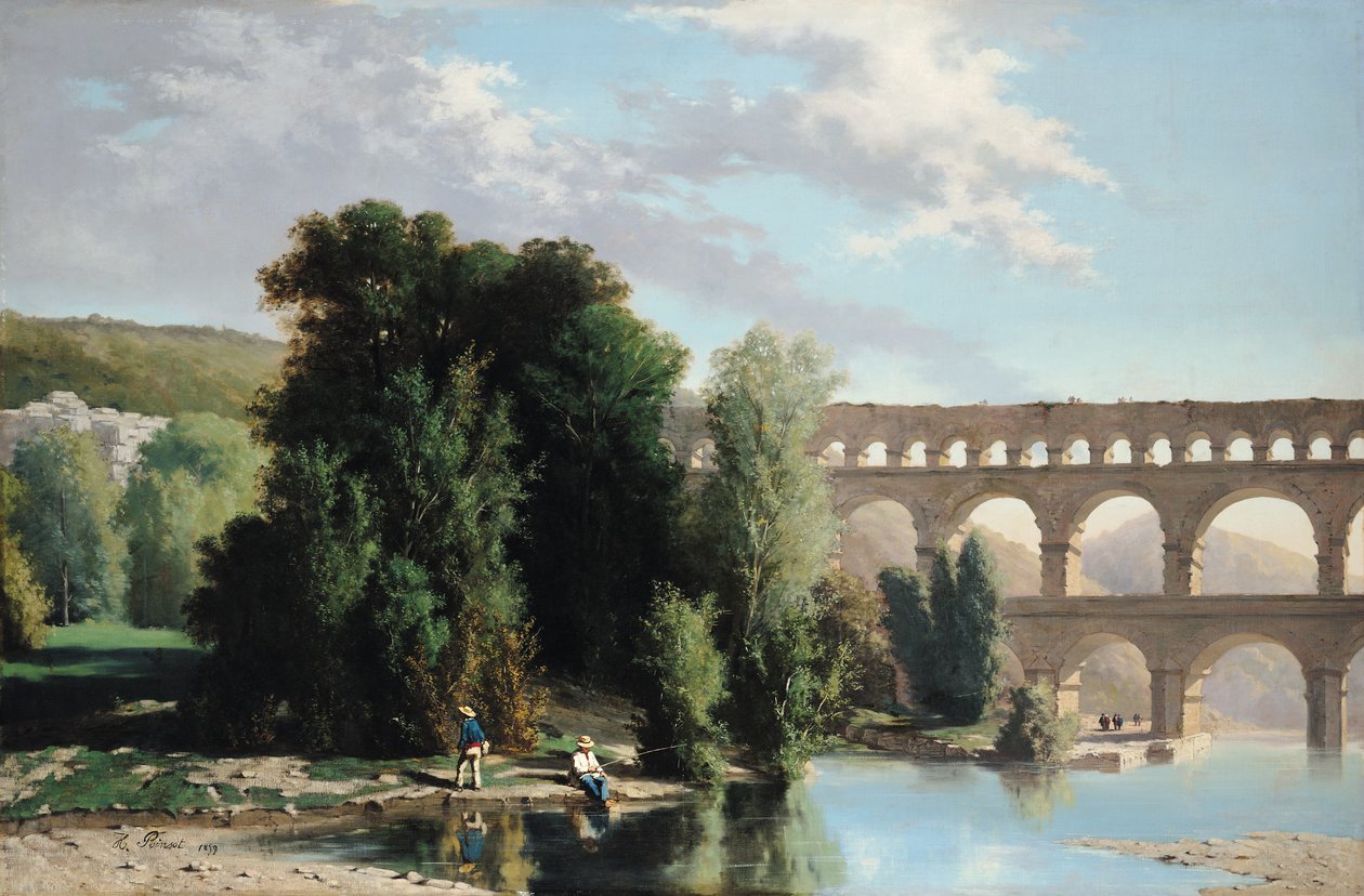 Vista da Pont du Gard, 1859 de Henri Marie Poinsot