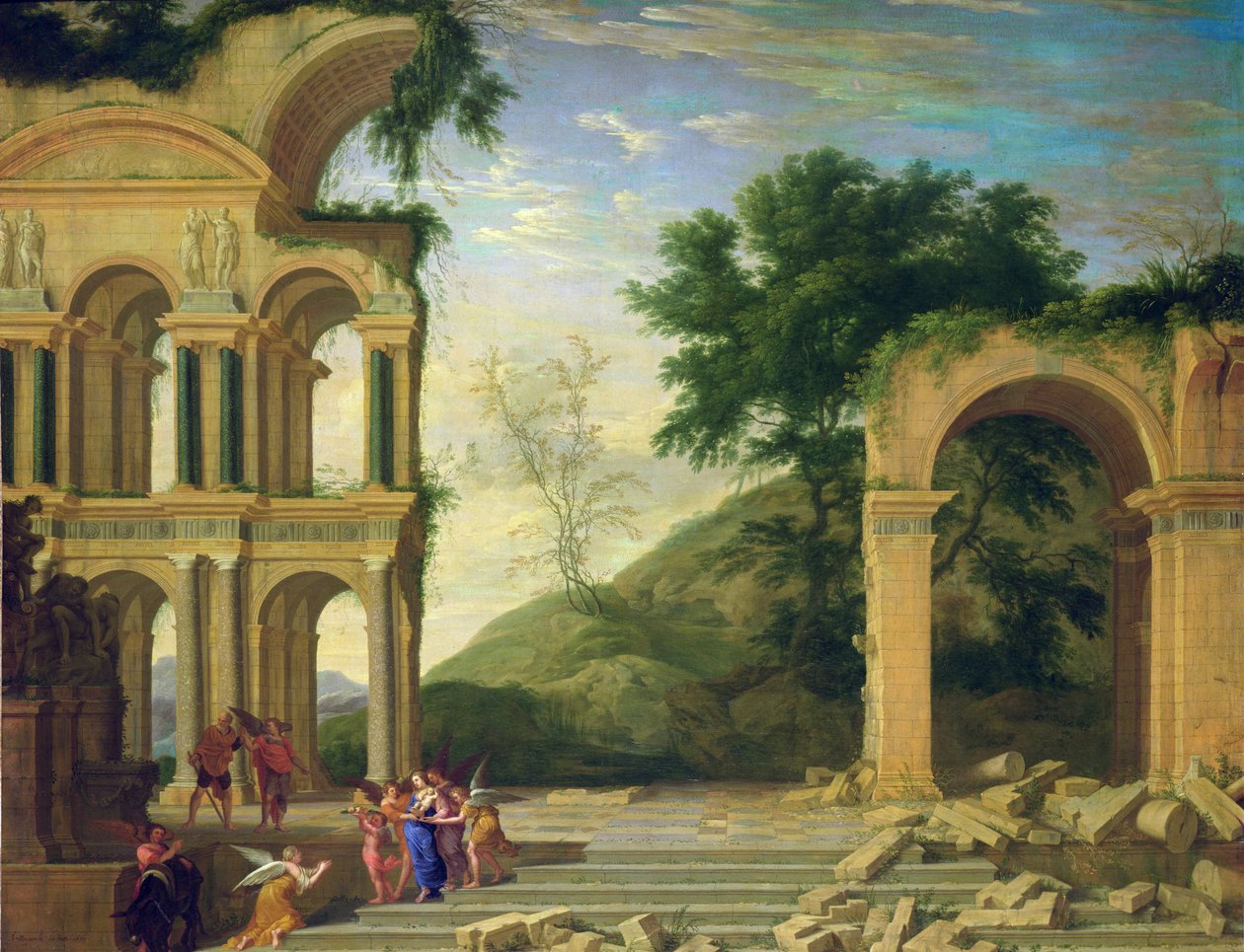 Paisagem com o resto do vôo para o Egito, 1671 de Henri Mauperche