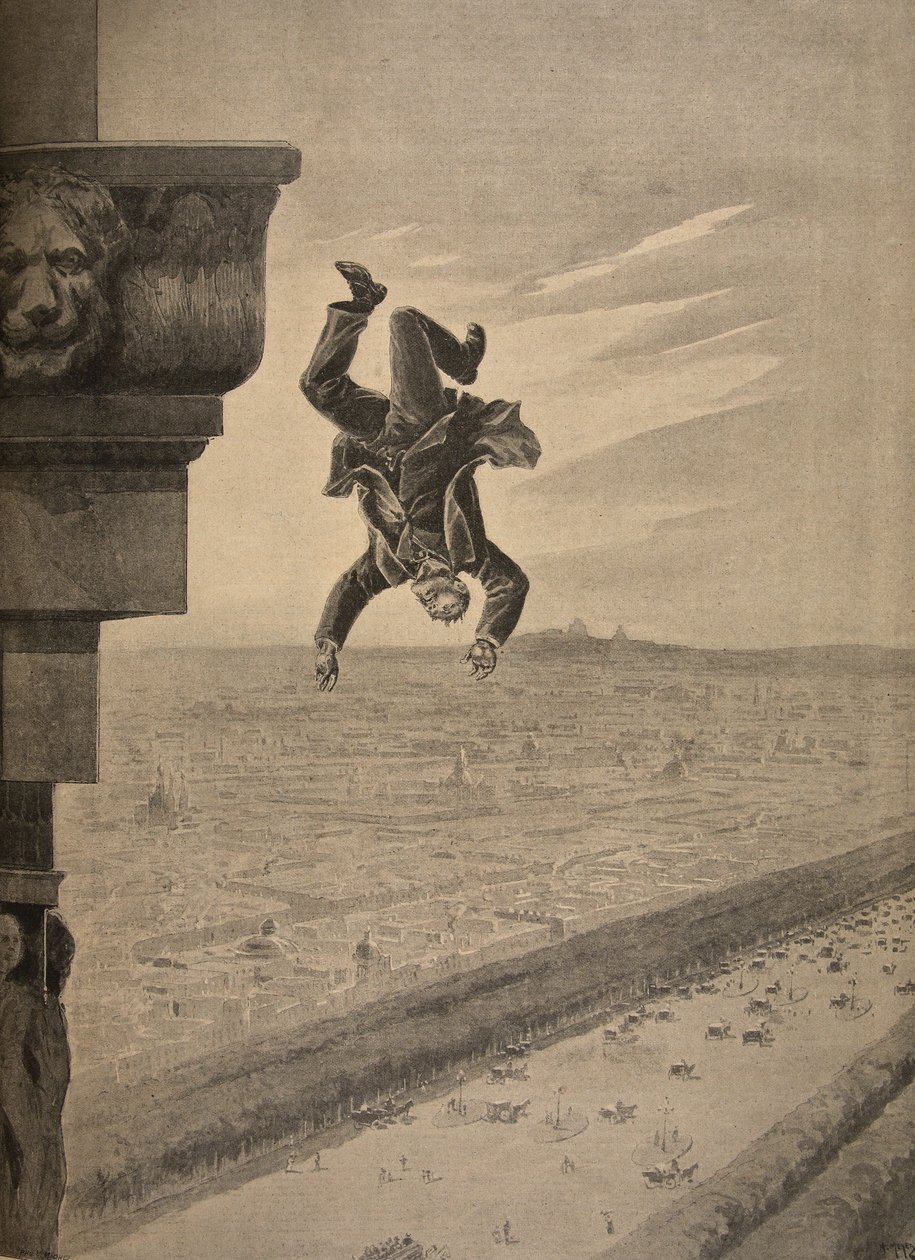 Suicídio no Arco de Troimphe, ilustração de &39;Le Petit Journal: Suplemento Ilustre&39;, 8 de maio de 1898 de Henri Meyer