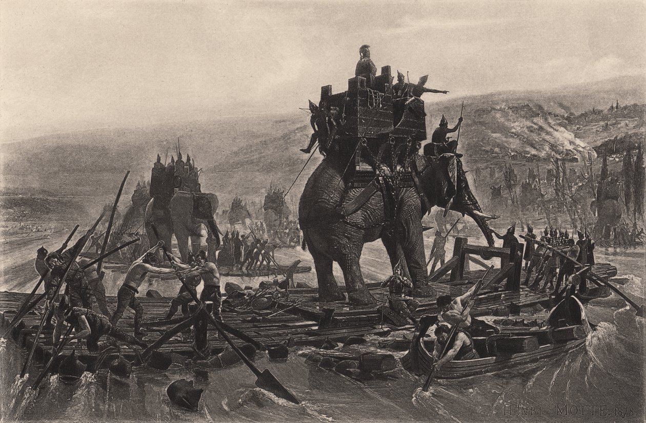 Hannibal Barca cruzando o Rhône de Henri Paul Motte
