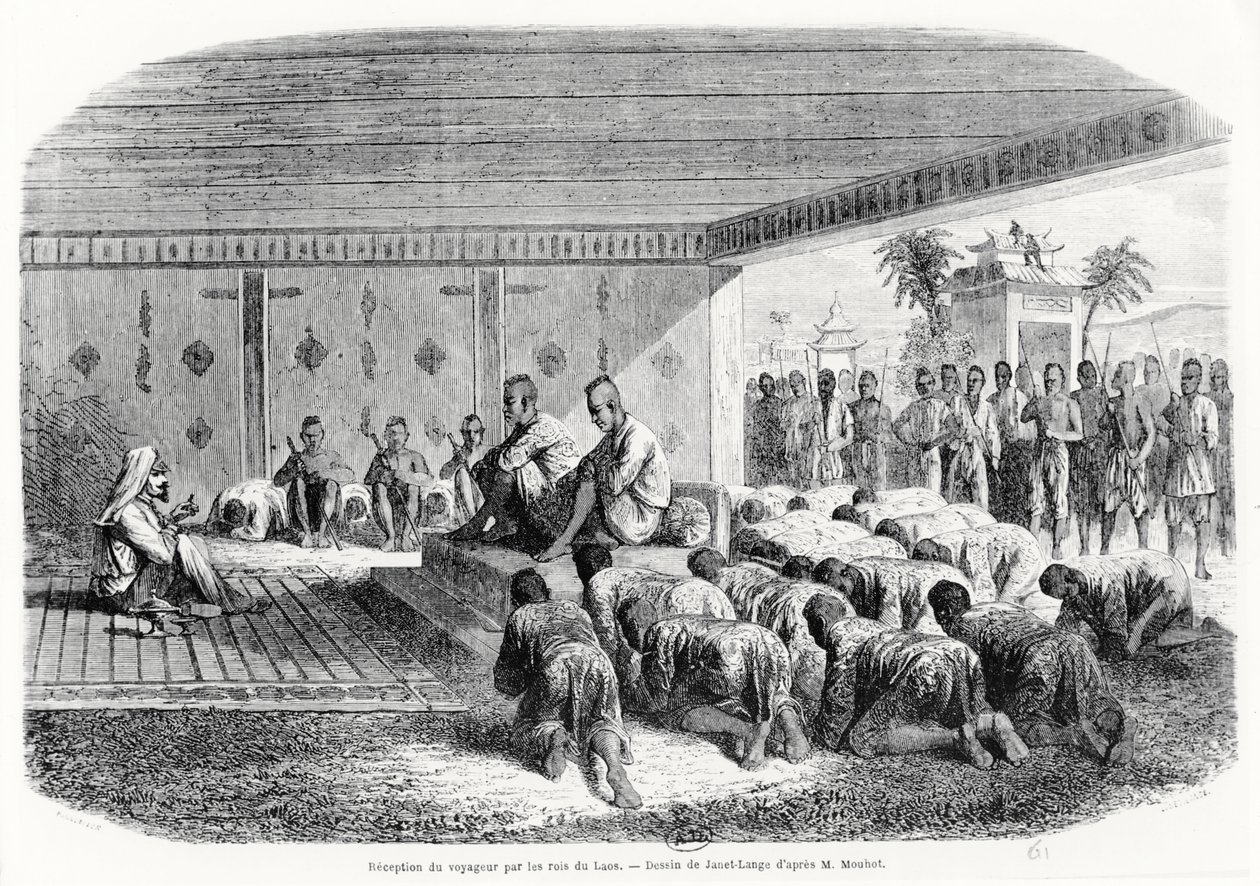 Recepção de um viajante pelo rei do Laos, 1861 de Henri Mouhot