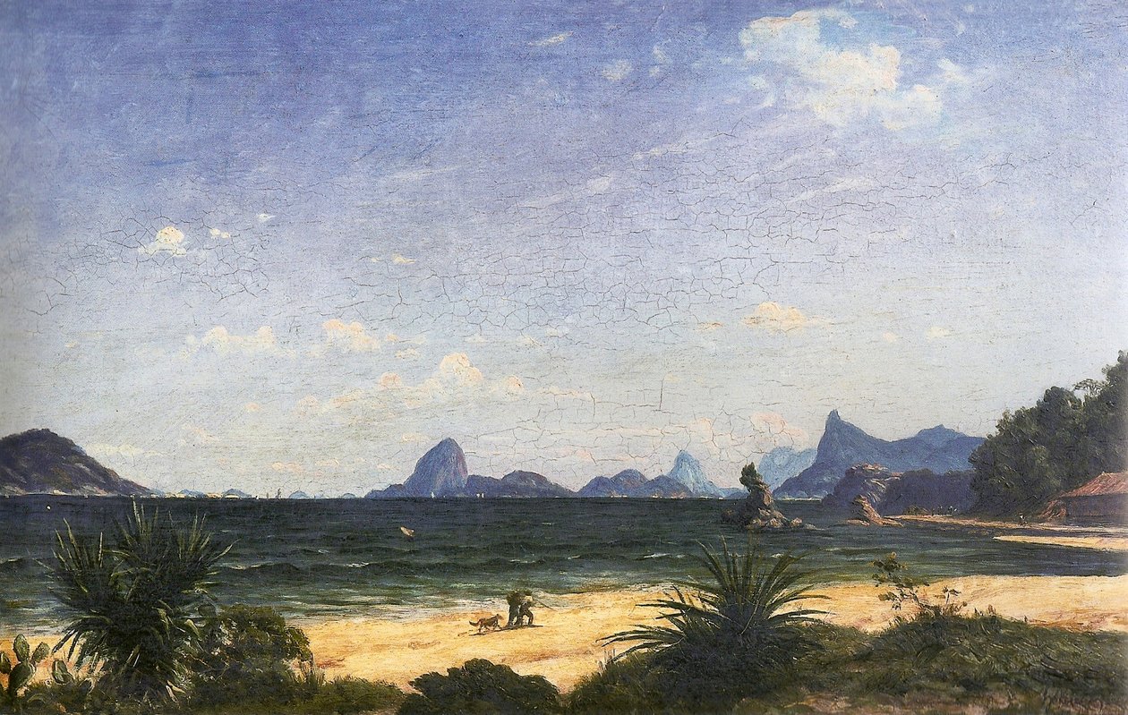 Entrada para a baía do Rio de Janeiro vista da praia de Icaraí, em Niterói de Henri Nicolas Vinet