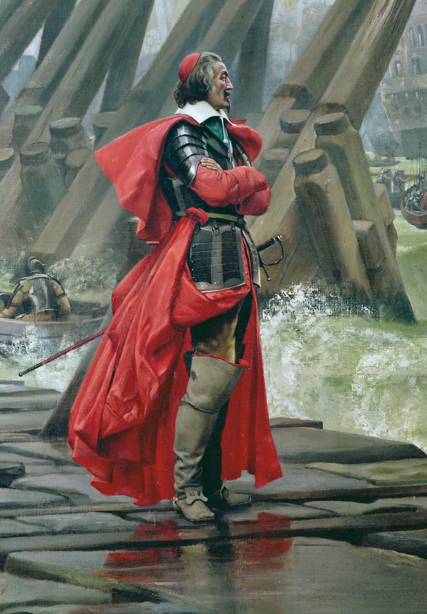 Cardeal Richelieu na parede do mar em La Rochelle, 1881 (detalhe de 153763) de Henri Paul Motte