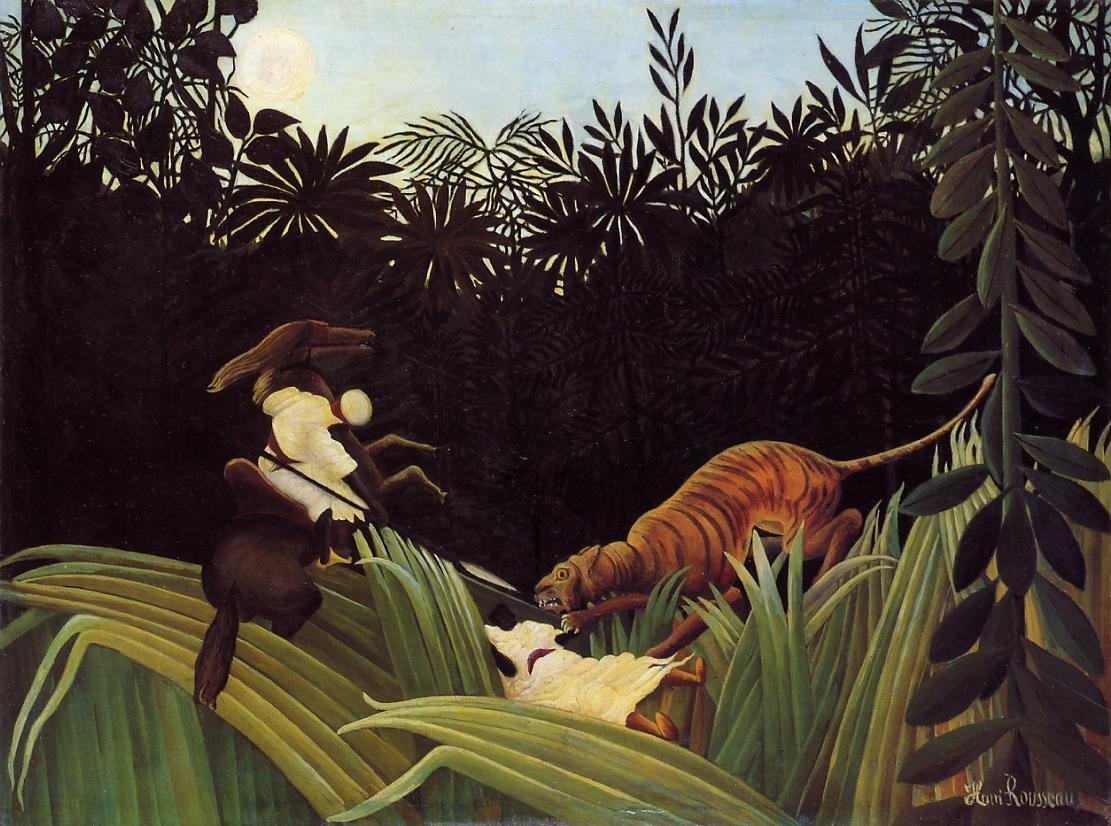 Scouts atacados por um tigre de Henri Rousseau