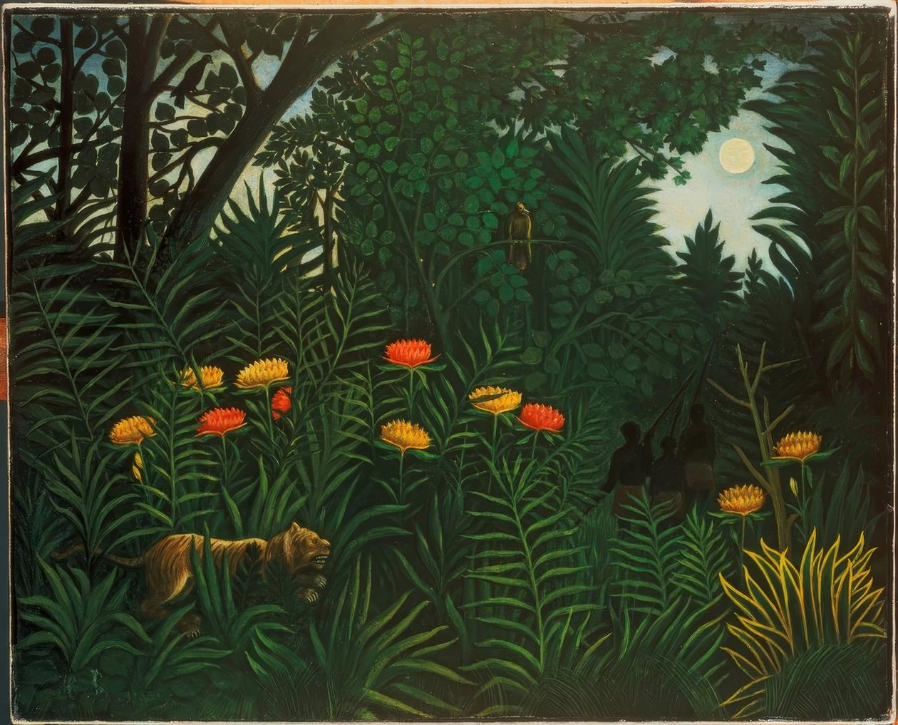 Paisagem exótica com tigres e caçadores de Henri Rousseau