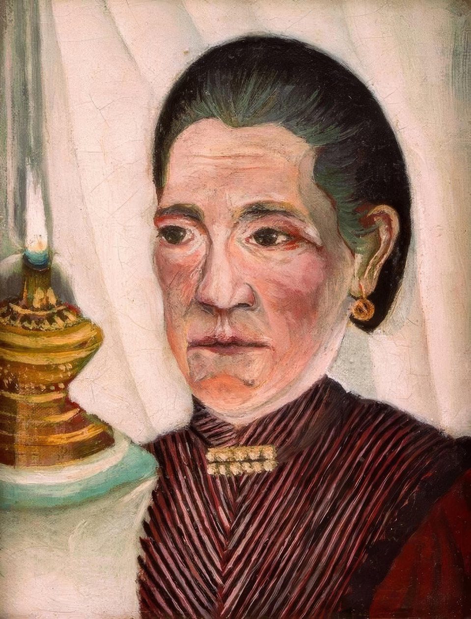 Retrato da segunda mulher do artista na lâmpada de Henri Rousseau