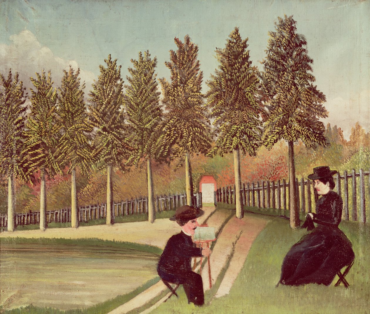 O artista pintando sua esposa, 1900-05 de Henri Rousseau