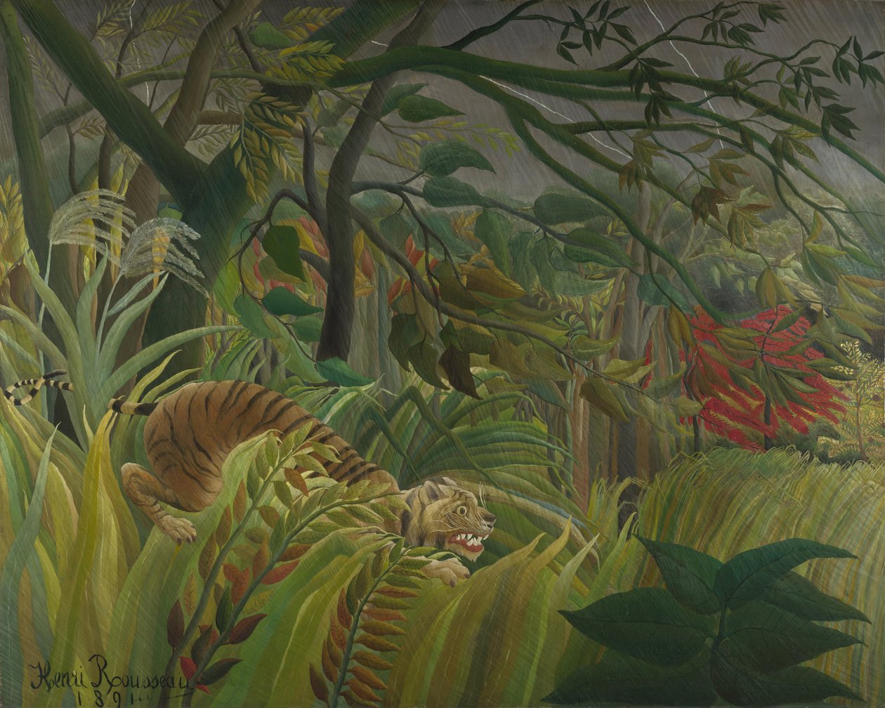 Tigre em uma tempestade tropical (surpreendido!) 1891 de Henri Rousseau